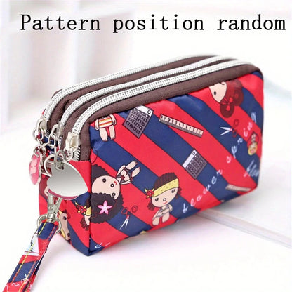 Thickened three-layer long zipper pocket purse Women's handbag Wrist mobile phone bag