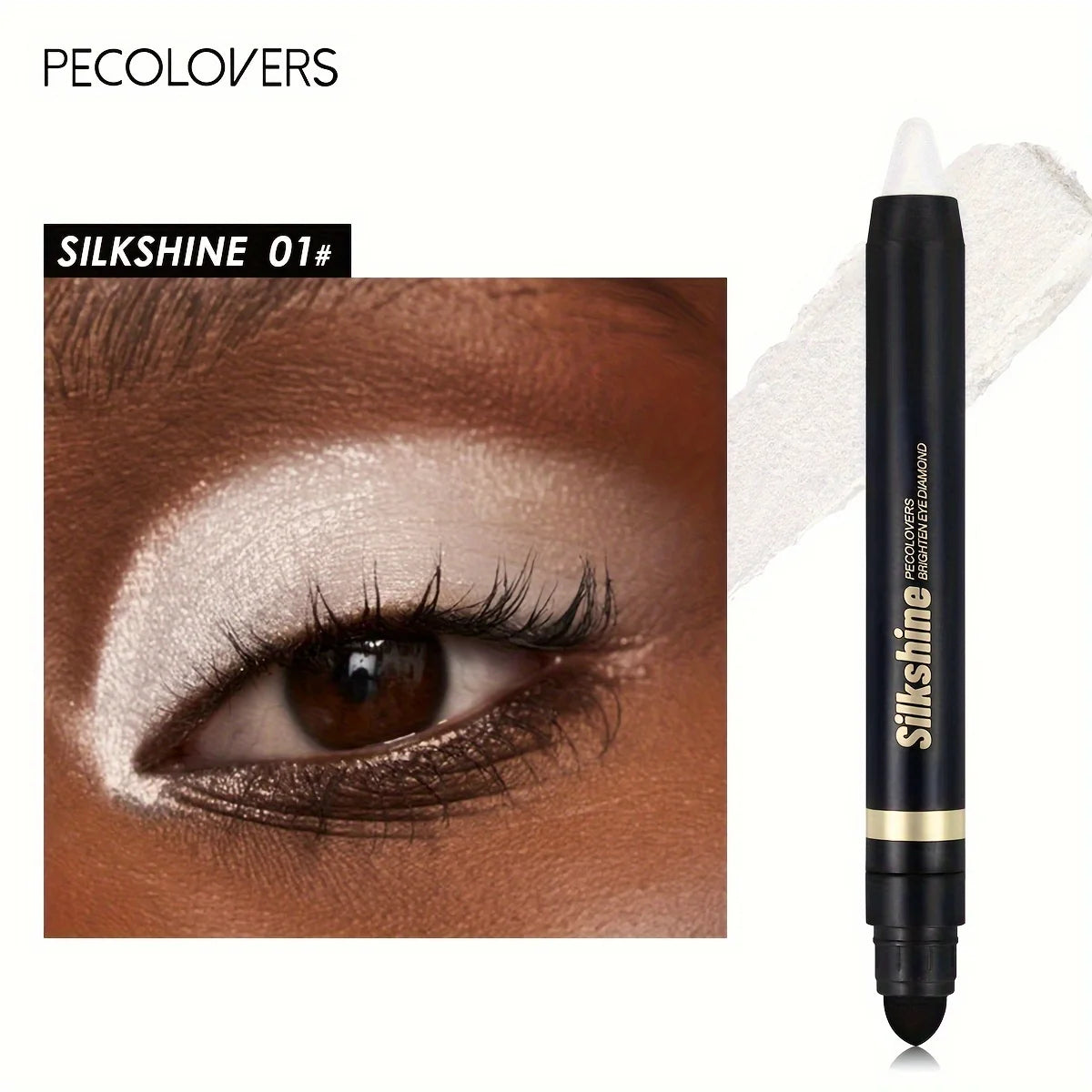 PECOLOVERS Champagne Brown Metallic Eyeshadow Stick - Waterproof, Long-Lasting Glitter Highlighter & Brightening Pencil Crayon