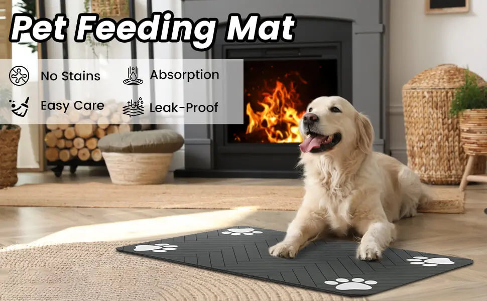 Pet Feeding Mat-Absorbent Pet Placemat for Food and Water Bowl,