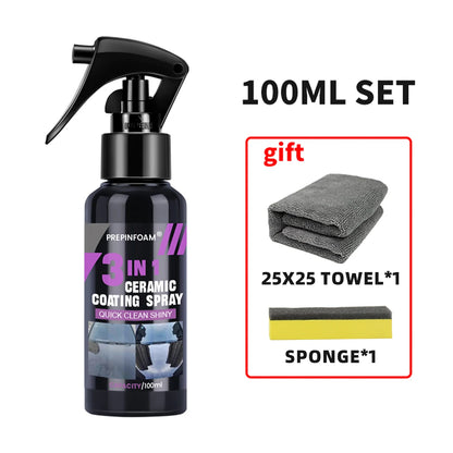 3 in 1 Car Ceramic Liquid Coating Spray Nano Crystal Hydrophobic Layer Polishing Agent High Gloss Paint Protection Wax Car Care