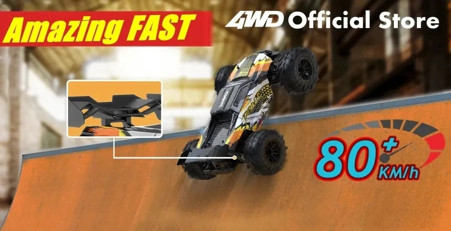 1:16 80km/h Brushless RC Drift Car With LED Lights 4WD Electric High Speed Racing Remote Control Monster Truck for Kids Adults