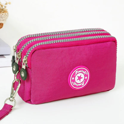 Thickened three-layer long zipper pocket purse Women's handbag Wrist mobile phone bag