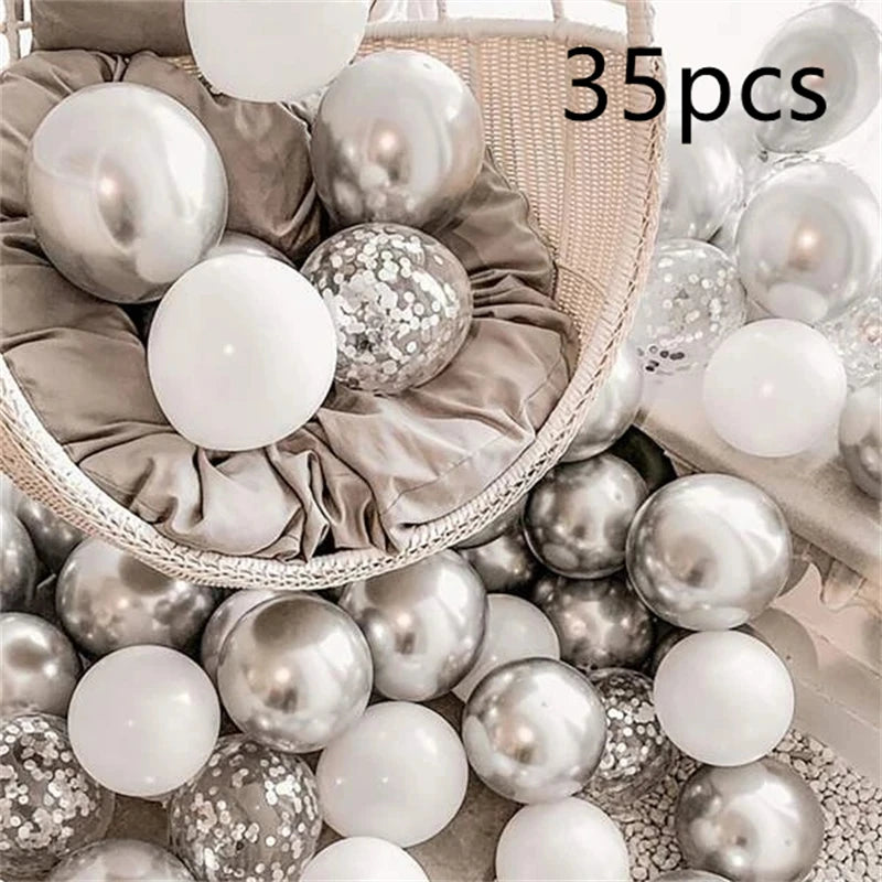 16pcs Black Metallic Sequin Balloons for Birthday Wedding Graduation Party