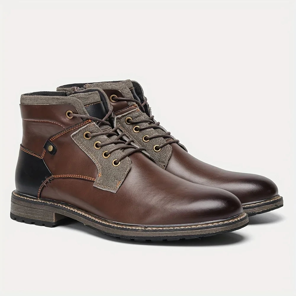 Men's fashionable ankle boots, autumn and winter men's retro short leather boots