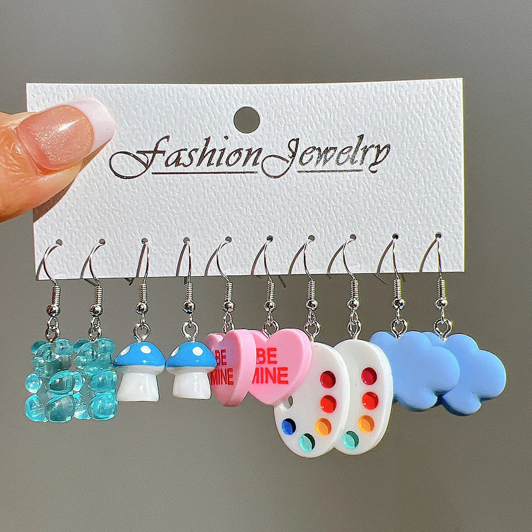 Fashion Sweet Fruit Drink Earrings Set for Women