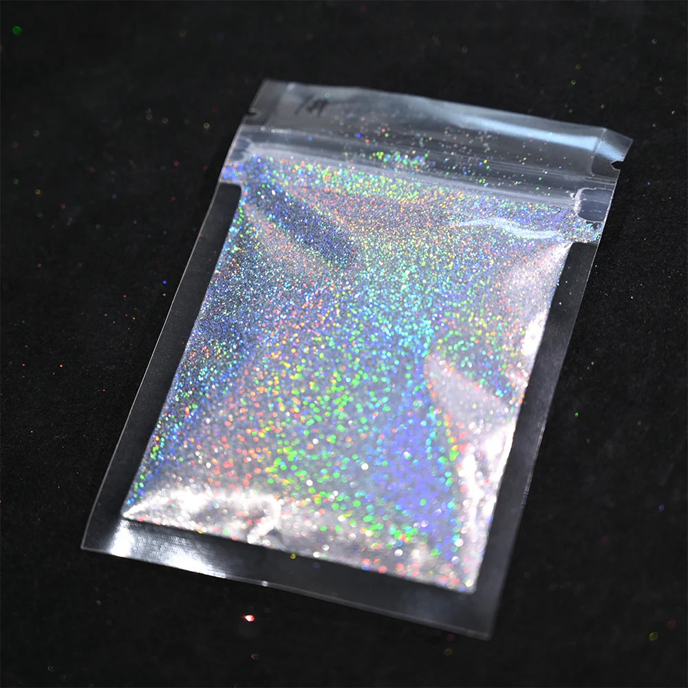 Laser Holographic Rainbow Nail Glitter 0.2MM Sparkly Nails Glitter Powder 10G/5G Dazzling Glitter Dust DIY Nail Art Decoration