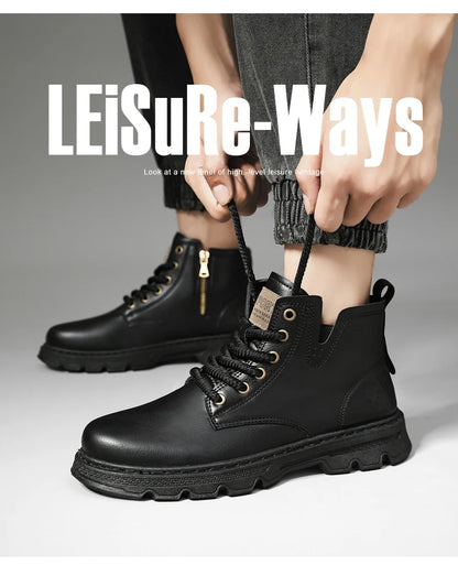 New MEN'S BOOTS with Retro Style Leather Boots,