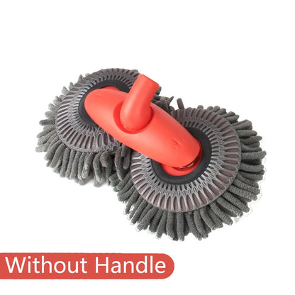 LEIBOO Car Cleaning Brush Washer Mop Chenille Brush Double Brush Head Roof Window Cleaning Mop Three-Section Telescopic Wash Mop