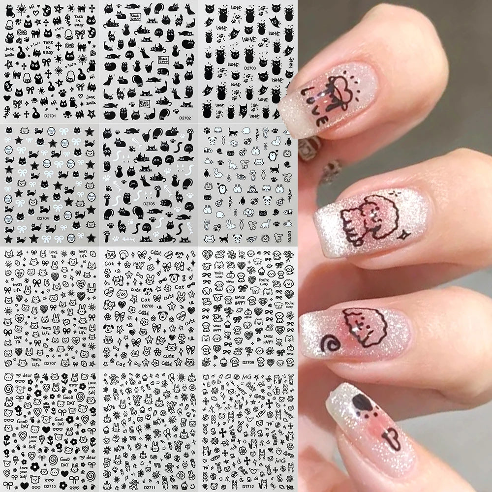 12sheet Cartoon Stitch Angel Nail Stickers Set Multiple Action Kawaii Stitch Nail Art Decals Adhesive Kids Manicure Decorations