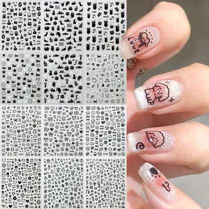 12sheet Cartoon Stitch Angel Nail Stickers Set Multiple Action Kawaii Stitch Nail Art Decals Adhesive Kids Manicure Decorations