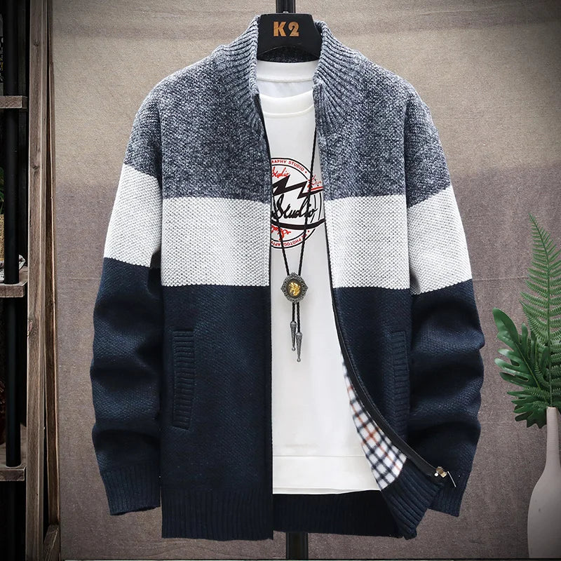 2025 Autumn Winter Cardigan Sweater Men Fleece