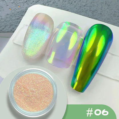 1Jar Metallic Mirror Chrome Nail Powder Holographic Laser Silvery Golden Nail Rubbing Glitter Pigment UV Gel Polish Mirror Powde