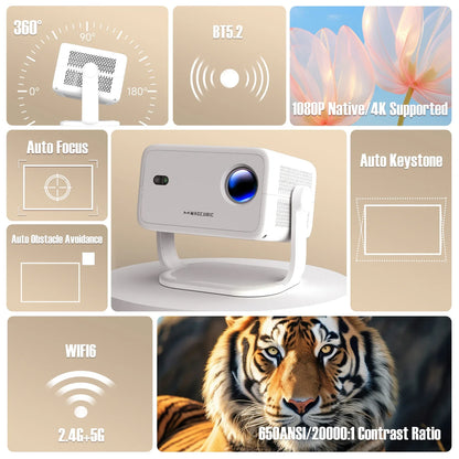 Magcubic Native 1080P 650ANSI 4K Android 11 L018 360° Projector With Auto Keystone Focus