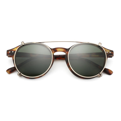 ZENOTTIC-Steampunk Style Clip On Sunglasses for Men Women Anti Blue Light Glasses+Polarized Clip Fashion/Retro Computer Eyewear