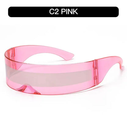 KLASSNUM Women Future Technology Sunglasses Y2K Laser Eyeglasses Anti UV400 One Peice Mirrored Lens Eyewear Glasses Men Glasses