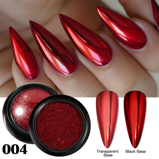 Metallic Nail Glitter Powder Super Bright Gold Silver Red Solid Mirror Pigment Dust For Gel Nail Polish Valentines Decoration