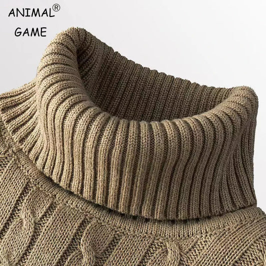 2025 New Turtleneck Sweater Casual Men's Rollneck Knitted Sweater