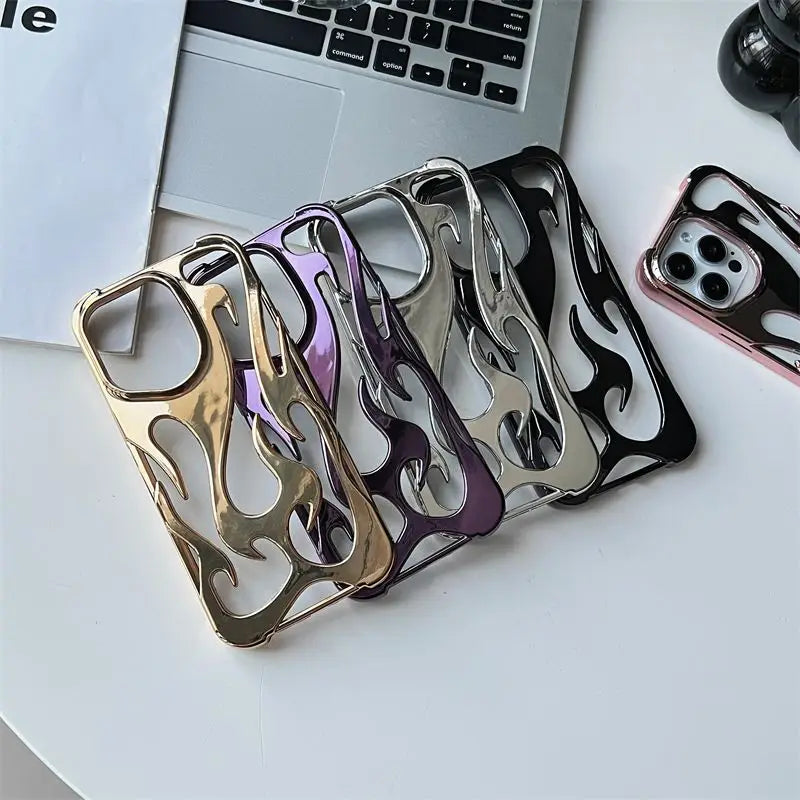 New 3D Flame pattern Hollow Slim Phone Case for iPhone