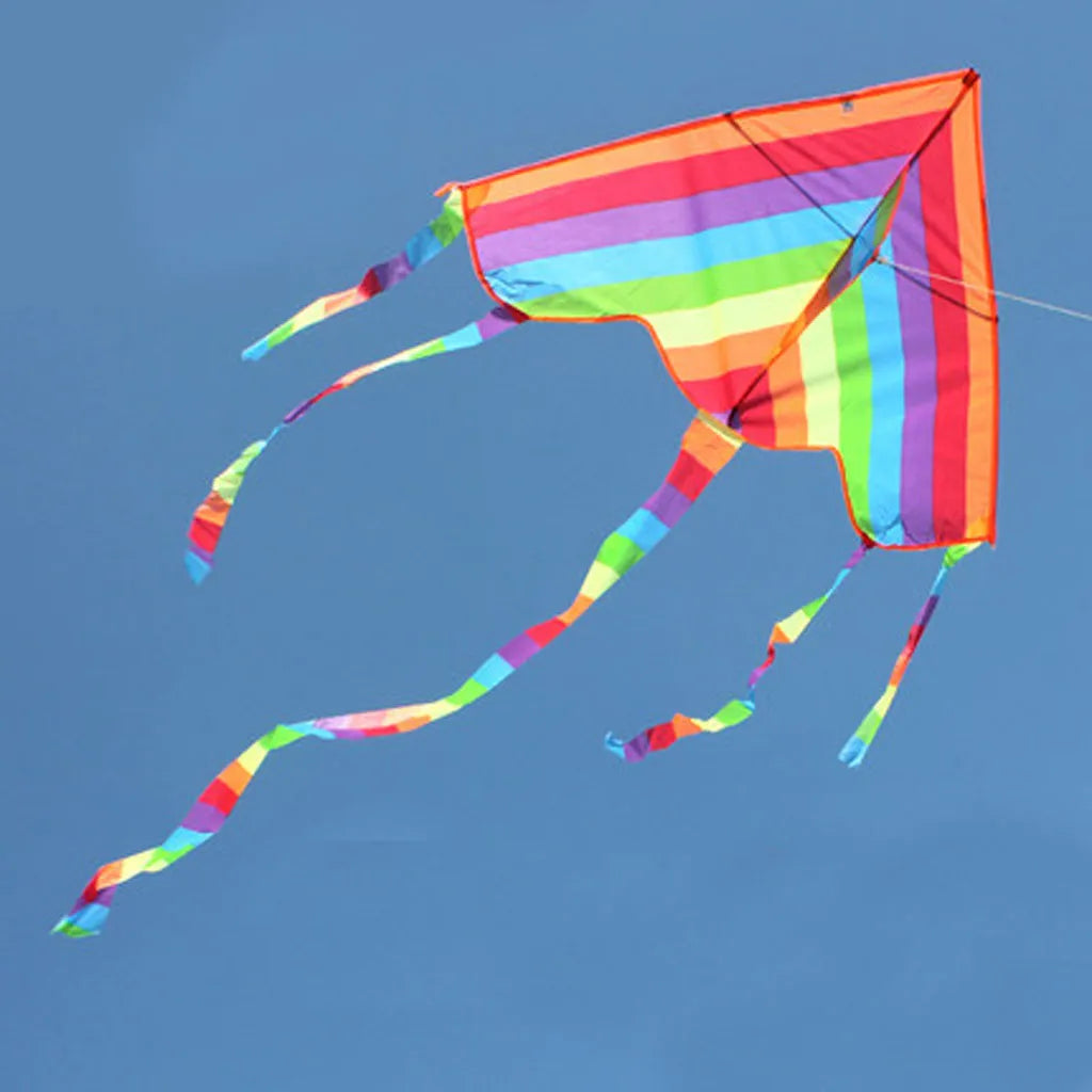 Easy Fly Colorful Rainbow Kite Outdoor Fun Sports Beach Kids Children