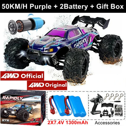 1:16 80km/h Brushless RC Drift Car With LED Lights 4WD Electric High Speed Racing Remote Control Monster Truck for Kids Adults