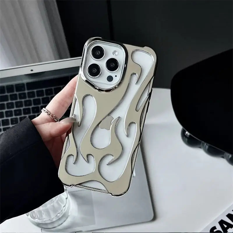 New 3D Flame pattern Hollow Slim Phone Case for iPhone