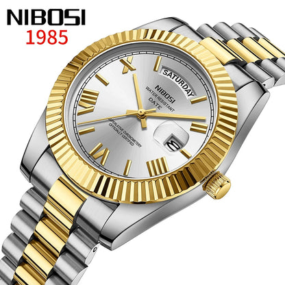 NIBOSI Brand Original Stainless Steel Quartz Watches For Men Luxury Date Display Luminous Fashion Men's Watch relogios masculino