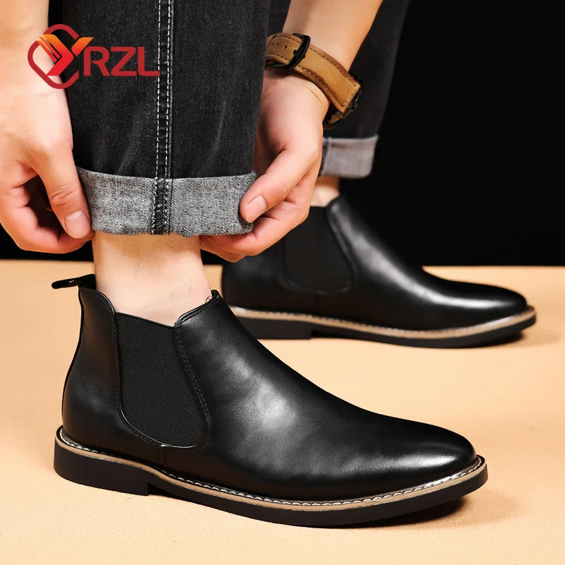 Men Chelsea Boots Brand Retro Comfortable PU Leather