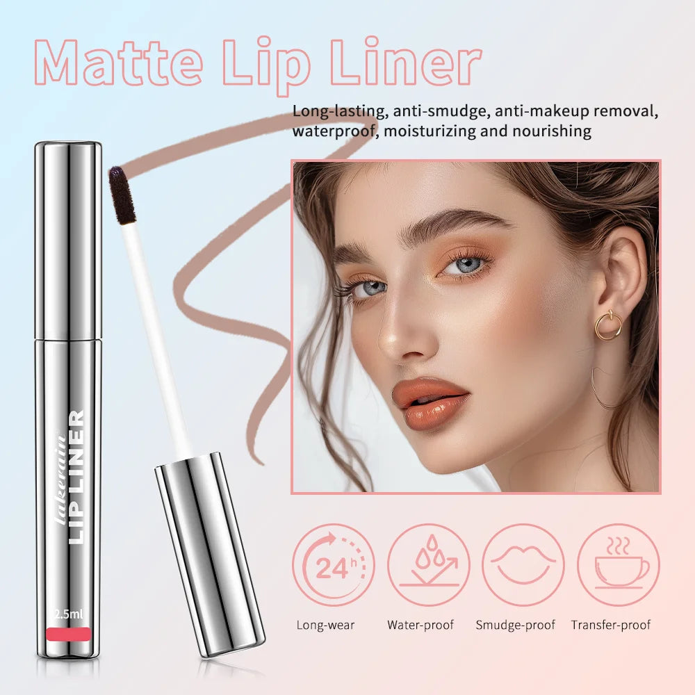 Waterproof Lip Liner Peel Off Tattoo Lipgloss Waterproof Long Lasting Matte Lip Tint Brown Contour