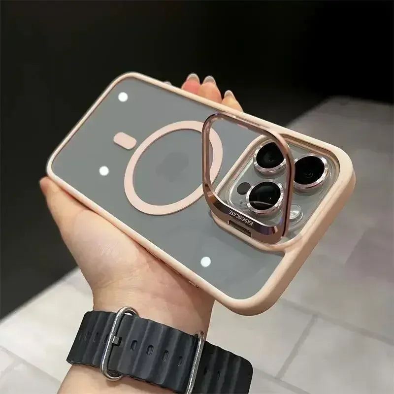 Magsafe Magnetic Lens Protection Stand Phone Case For IPhone