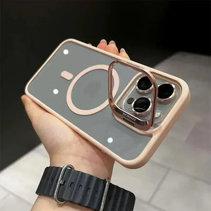 Magsafe Magnetic Lens Protection Stand Phone Case For IPhone