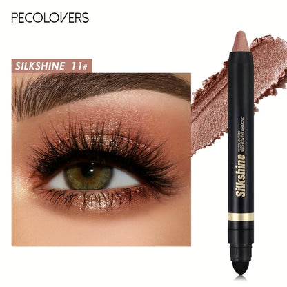 PECOLOVERS Champagne Brown Metallic Eyeshadow Stick - Waterproof, Long-Lasting Glitter Highlighter & Brightening Pencil Crayon