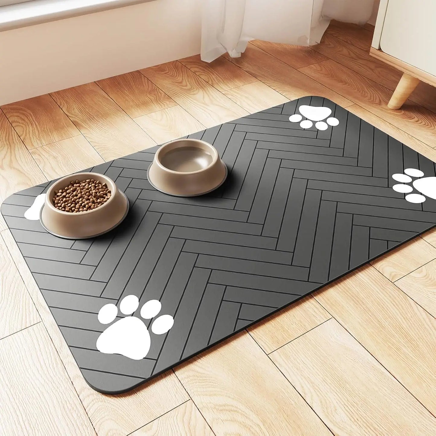 Pet Feeding Mat-Absorbent Pet Placemat for Food and Water Bowl,