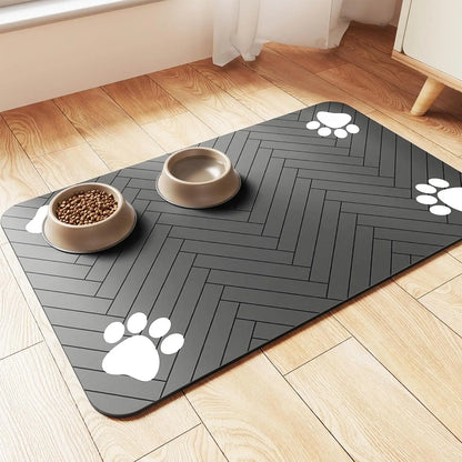 Pet Feeding Mat-Absorbent Pet Placemat for Food and Water Bowl,