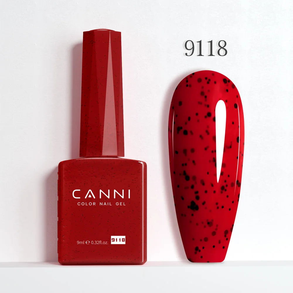 CANNI Hema Free Nail Gel Polish Christmas Red Color Collection Semi Permanent Nail Dehydrator Primer 9ml French Gorgeous Color