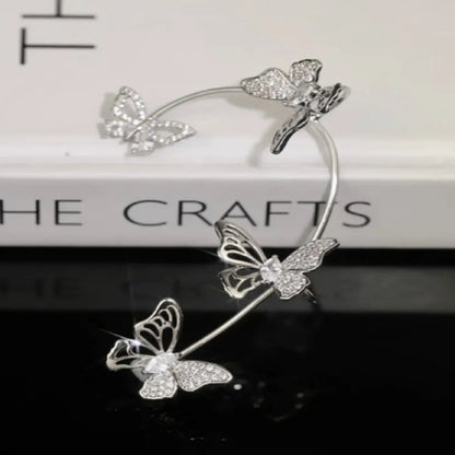 1Silver Plated Metal Leaf Butterfly Clip Earrings for Women Ear Clips