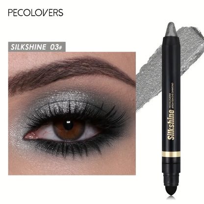 PECOLOVERS Champagne Brown Metallic Eyeshadow Stick - Waterproof, Long-Lasting Glitter Highlighter & Brightening Pencil Crayon
