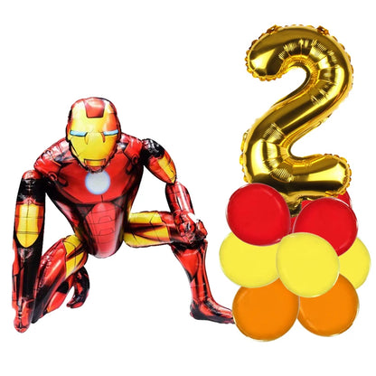 3D Batman Number Aluminum Foil Balloons Set Batman Spiderman Birthday Party Deco