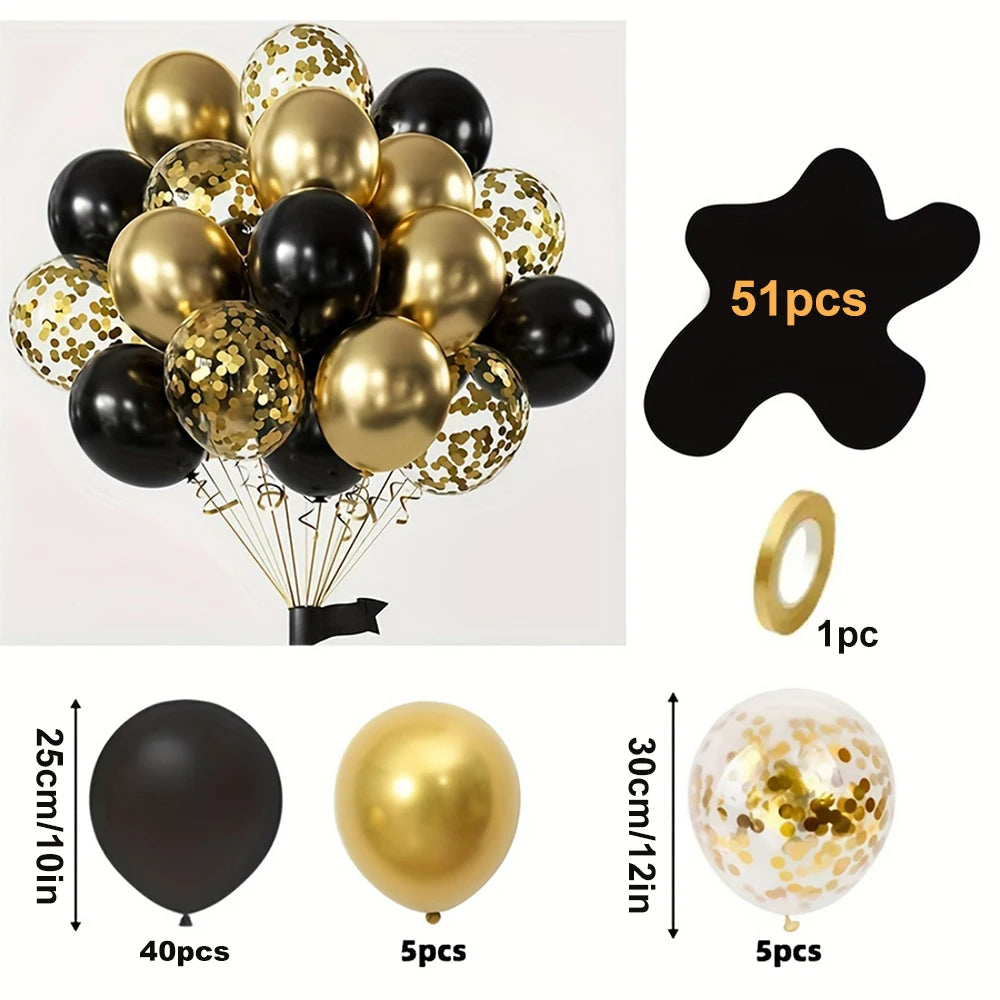 16pcs Black Metallic Sequin Balloons for Birthday Wedding Graduation Party