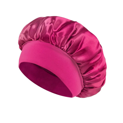 Women Satin Bonnet Hair Bonnet for Sleeping Hair Care Silk Bonnets Solid Wide-brimmed Sleeping Hat with Elastic Soft Band