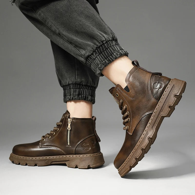 New MEN'S BOOTS with Retro Style Leather Boots,