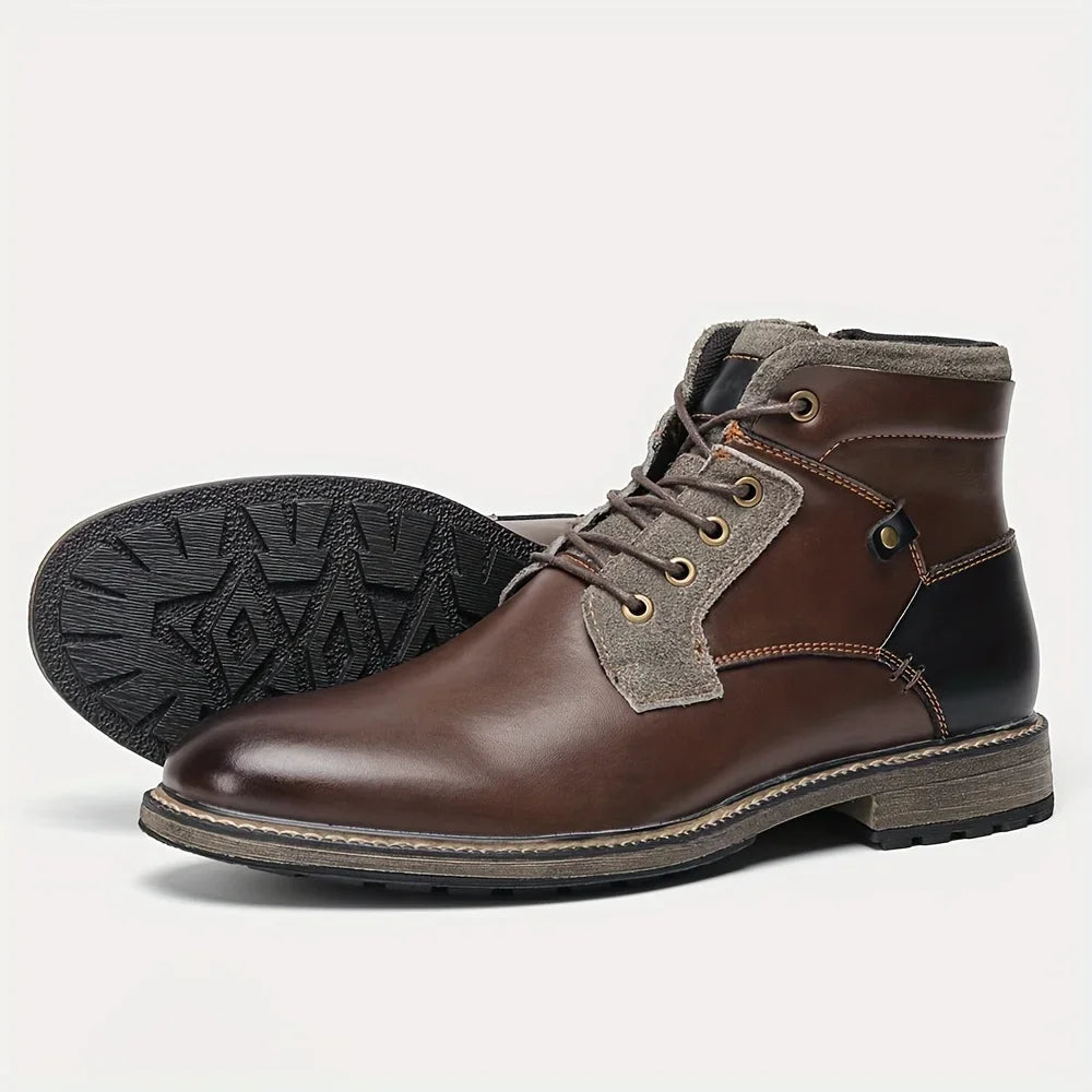 Men's fashionable ankle boots, autumn and winter men's retro short leather boots