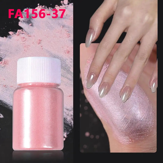 1Bottle Pink/White Pearlescent Nail Art Powder Glitter Mermaid Chrome Mica Pigment For Manicure Decorations Pearl Rubbing Dust