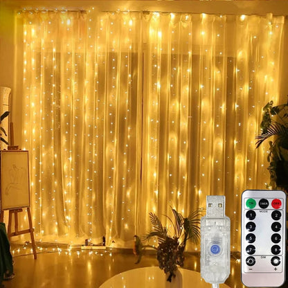 USB Curtain LED String Lights 3/4/6M Remote