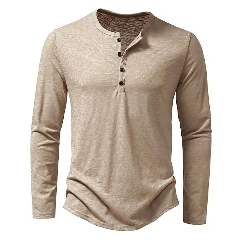 Autumn New Men's Cotton Button Long Sleeve