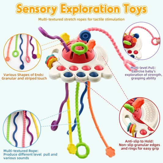 Baby Montessori Toys Pull String Sensory Toys Baby 2 12 Months Silicone Develop Teething Activity Toys for Kids Educational Toys