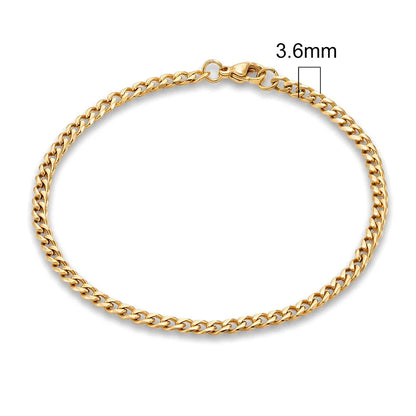 3-11mm Locomotive Men Punk Rock Stainless Steel Curb Cuban Link Chain Silver Color Bracelet For Women Biker Jewelry
