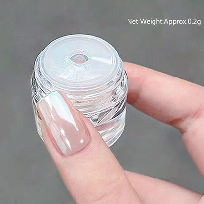 1Box Moonlight Mirror Nail Powder Silver Fine Glitter Metallic Effect Pigment UV Gel Polish Chrome Dust Aurora Nail Decorations