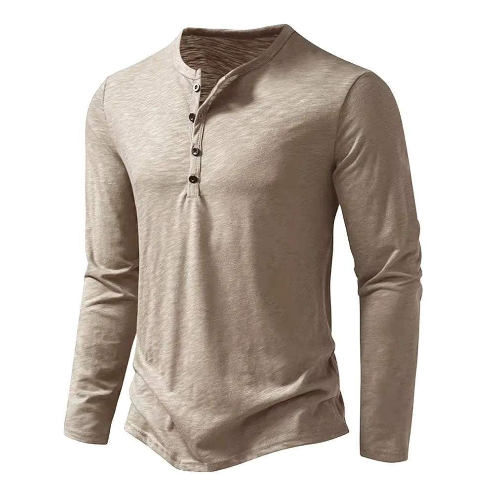 Autumn New Men's Cotton Button Long Sleeve