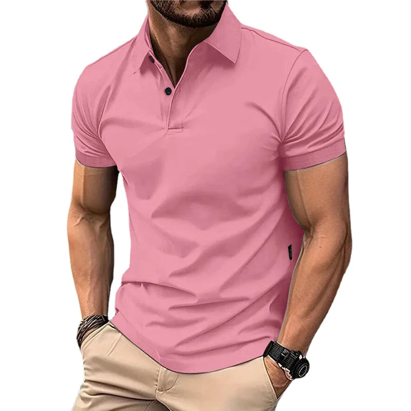 Summer Men's Solid Color Polo Shirt Short Sleeve