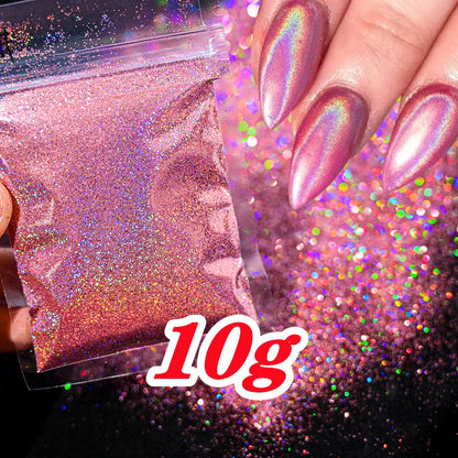 Laser Holographic Rainbow Nail Glitter 0.2MM Sparkly Nails Glitter Powder 10G/5G Dazzling Glitter Dust DIY Nail Art Decoration